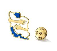 Iran Map Embrace Brooch Iranian Heritage Pride Hugging Hands Persian Pin Peace Patriotic Symbolic Flag Jewelry Souvenir Series Gifts for Women Men (Embrace gold)