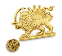 Iran Map Enamel Pin Badge - Persian Lion & Sun Flag Design - Metal Lapel Pin Brooch for Jacket, Backpack or Bag - Iran Gift, Souvenir, Collectible Pin - Pahlavi Symbol - 3cm x 3cm