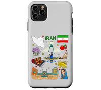 Iran map, Iranian Culture Landmarks & Heritage Art Case for iPhone 11 Pro Max