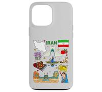 Iran map, Iranian Culture Landmarks & Heritage Art Case for iPhone 13 Pro Max