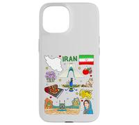 Iran map, Iranian Culture Landmarks & Heritage Art Case for iPhone 15