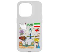 Iran map, Iranian Culture Landmarks & Heritage Art Case for iPhone 15 Pro