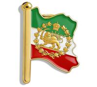 Iran Map Lapel Pin Stainless Steel Iran Lion and Sun Brooch Pin Vintage Iranian Persian Jewelry (Gold 1)