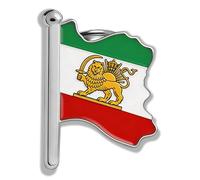 Iran Map Lapel Pin Stainless Steel Iran Lion and Sun Brooch Pin Vintage Iranian Persian Jewelry (Silver 3)