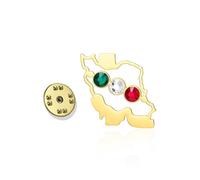 Iran Map Lapel Pins with Peace Dove/Embrace/Flag Color CZ Stainless Steel Iranian Patriotic Brooch Persian Jewelry (Gold 2)
