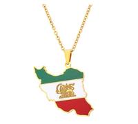 Iran Map Necklace Ethnic Decoration Iranian Map Pendant With Flag Ethnic Clothing Accessories Clavicle Chain Patriotic Pendant Gift Iran Ma p Pend ant Necklace Stainless Steel Ir an Flag Charm