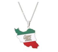 Iran Map Necklace Ethnic Decoration Iranian Map Pendant With Flag Ethnic Clothing Accessories Elegant Clavicle Chain Quality Gold Islamic Republic of Iran Flag Map Necklace Pendant Chain