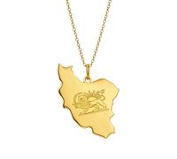 Iran map pendant necklace, suitable for both men and women.，gold