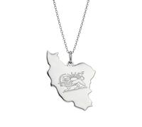 Iran map pendant necklace, suitable for both men and women.，silver