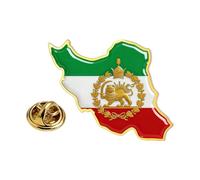 Iran National Flag Map Lapel Pin, Persian Lion Sun Crown Enamel Brooch, Metal Country‘s Geographic Badge, Souvenir Gift for Iranian Patriotic Wear (1, F)