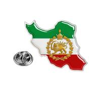Iran National Flag Map Lapel Pin, Persian Lion Sun Crown Enamel Brooch, Metal Country‘s Geographic Badge, Souvenir Gift for Iranian Patriotic Wear (1, E)