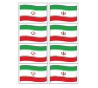 Iran National Flag Rectangular Matt Paper Stickers A4 Sheet of 8 (Each Sticker is 99mm x 68mm) (Flapping)