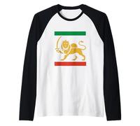 Iran Shir o Khorshid Lion & Sun Emblem Iranian Flag Symbol Raglan Baseball Tee