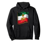 Irans Flag with Pahlavi Crown sun and lion Pullover Hoodie
