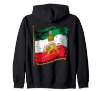 Irans Flag with Pahlavi Crown sun and lion Zip Hoodie