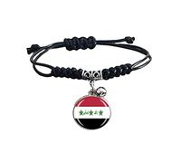 Iraq Flag Braided Bracelet Adjustable Nylon Chain Crystal Wristband Souvenir,Fashion Handmade Bracelet For Man & Woman Special Day's Gift
