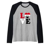 Iraq Flag Design, IRQ Baghdad Home, Iraqi Pride, I Love Iraq Raglan Baseball Tee