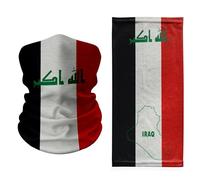 Iraq Flag Neck Gaiter - Patriotic Face Cover with Map & Arabic Script - Multifunctional Breathable Headwear for Travel, Sport & National Pride