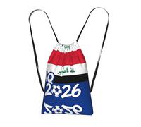 Iraq-Flag Print World Cup Drawstring Backpack, Reusable Beach Bag, Gym Bag and Travel-Friendly Backpack