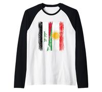 Iraq Kurdistan Half Flag Iraqi Kurdish Heritage Jersey Raglan Baseball Tee