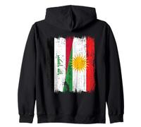 Iraq Kurdistan Half Flag Iraqi Kurdish Heritage Jersey Zip Hoodie