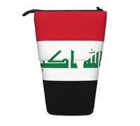 Iraqi Flag Expandable Stand Pencil Pouch, Multi-Design Oxford Fabric, Adjustable Height, Multi-Use Cosmetic Bag