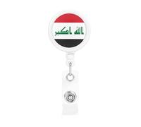 Iraqi Flag Printing Retractable Badge Holder. with Clip and Keyring The Maximum Retractable Length is Approximately 55cm, with a 360° Rotating clamp.