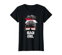 Iraqi Girl Messy Bun Love Baghdad Iraqi Flag Women T-Shirt