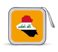 Iraqi Map Flag Portable Zipper CD Case 40 Capacity DVD Collection Holder for Car Office Home Travel