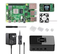 iRasptek Basic Kit for Raspberry Pi 4B 2GB RAM Included PI4 Case,5V 3A Power Supply,Cooling Fan and Heat-Sink