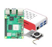 iRasptek basic kit for Raspberry Pi 5 4GB RAM with Red&White Case and Active Cooler