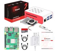 iRasptek Starter Kit for Raspberry Pi 5 RAM 16GB - 64GB Edition of OS-Bookworm Pre-Loaded (Red&White Case)