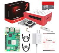 iRasptek Starter Kit for Raspberry Pi 5 RAM 4GB-64GB Edition of OS-Bookworm Pre-Loaded(Red&White Case)