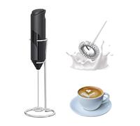 IraXpro Milk Frother Handheld with Storage Rack,2-AA Battery Powered Coffee Frother Electric Whisk,Drink Mixer,Electric Milk Foam Maker for Coffee, Lattes, Cappuccino, Matcha (Black+Stand)