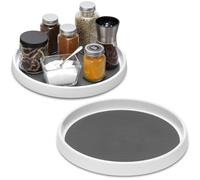 Irayin 2 Pack Lazy Susan Cupboard Organiser, Lazy Susan Turntable for Dining Table, Fridge Lazy Susan Turntable, Non-Skid Rotating Spice Rack for Cabinet, Pantry, Fridge, Countertop -10 Inch