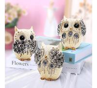 Irayin 3 Owl Figurines Decor, Owl Statue Figurine, See No Hear No Speak No Evil Ornaments, Crafted Animal Sculpture, Cute Owls Decoration for Living Room, Office, Bookshelf, Bedroom - White