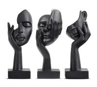 Irayin 3 Pcs Thinker Statue Home Decoration, Modern Home Resin Sculptures, Abstract Art Ornaments Modern Home Decor, Collectible Figurines for Living Room, Office, Bookshelf, Desktop(Black)