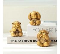 Irayin 3 Wise Monkeys Decor, Monkey Statue Figurine, See No Hear No Speak No Evil Ornaments, Monkeys Decoration for Living Room, Office, Bookshelf, Bedroom