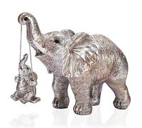 Irayin Elephant Decoration, Elephant Statue Figure, Mom Gift, Elephant Sculpture brings Happiness, Health and Strength, Decoration for Living Room, Office, Bookshelf, Bedroom - Silver