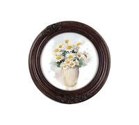 irbaniland 1Pcs Round Resin Photo Frame, Vintage Dark Brown Small Circle Picture Frames, Tabletop & Wall Display Hanging Display & Home Decor