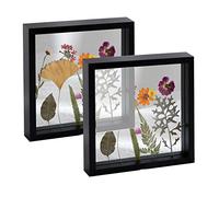 irbaniland 2 Pack Floating Frame Rustic Picture Frames Double Side Tempered Glass Photo Frame for Wall Floating or Tabletop Standing Frame Set of 2 (Black,6x6)