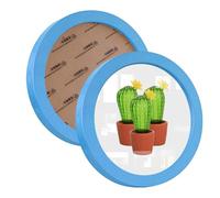 irbaniland 2 Pack Round Photo Frames White Black for Wall Mounting Display or Table Mounting Picture Frame Display Circle Photo Frame for Kitchen Gallery Wedding Round Frame (5x5 inch,Blue)