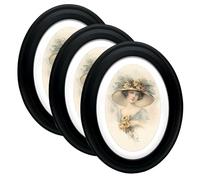 irbaniland 3Pack Frame Picture Photo Oval Wall Frames Hanging Round Home Decoration White Black Decorating Tool Tabletop Vintage (Black,8x10)