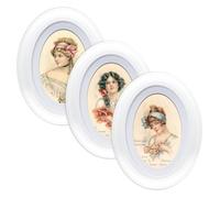 irbaniland 3Pack Frame Picture Photo Oval Wall Frames Hanging Round Home Decoration White Black Decorating Tool Tabletop Vintage (White,5x7)