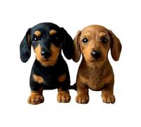 IRCKONCI 2 Pcs Dachshund Plush Toy, Simulated Plush Puppy Toy Doll, Relieve Stress, for Birthday Party Dog Collection, Black/Brown