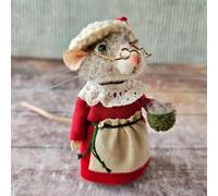 IRCKONCI Adorable Needle Felt Mouse, Handmade Winter Christmas Halloween Decoration Mouse, Cute Looking Christmas Tree Felt Ornament(C)