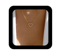 IRCOMULTI Minimalist Cz Hollow Heart Necklace Gold Plated Crystal Heart Pendant Necklaces Open Love Hearts Chain Necklace Jewelry for Women