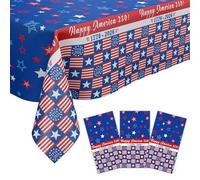 IRCOR 3 Pack America 250 Tablecloths Plastic America 250 Decorations 4th of July Table Covers for 2026 America’s 250th Anniversary Party Disposable Tablecloths