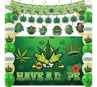 IRCOR 420 Decorations for Weed Party with Banner Balloons Backdrop & Hanging Swirls