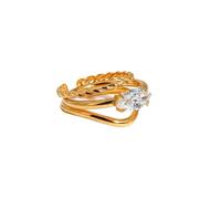 IREAKZGN Elegant Luxury Jewelry Set Stainless Steel White Star Multi-layer Ring Set Lady Accessories 1Pcs, 5 UK, No Gemstone